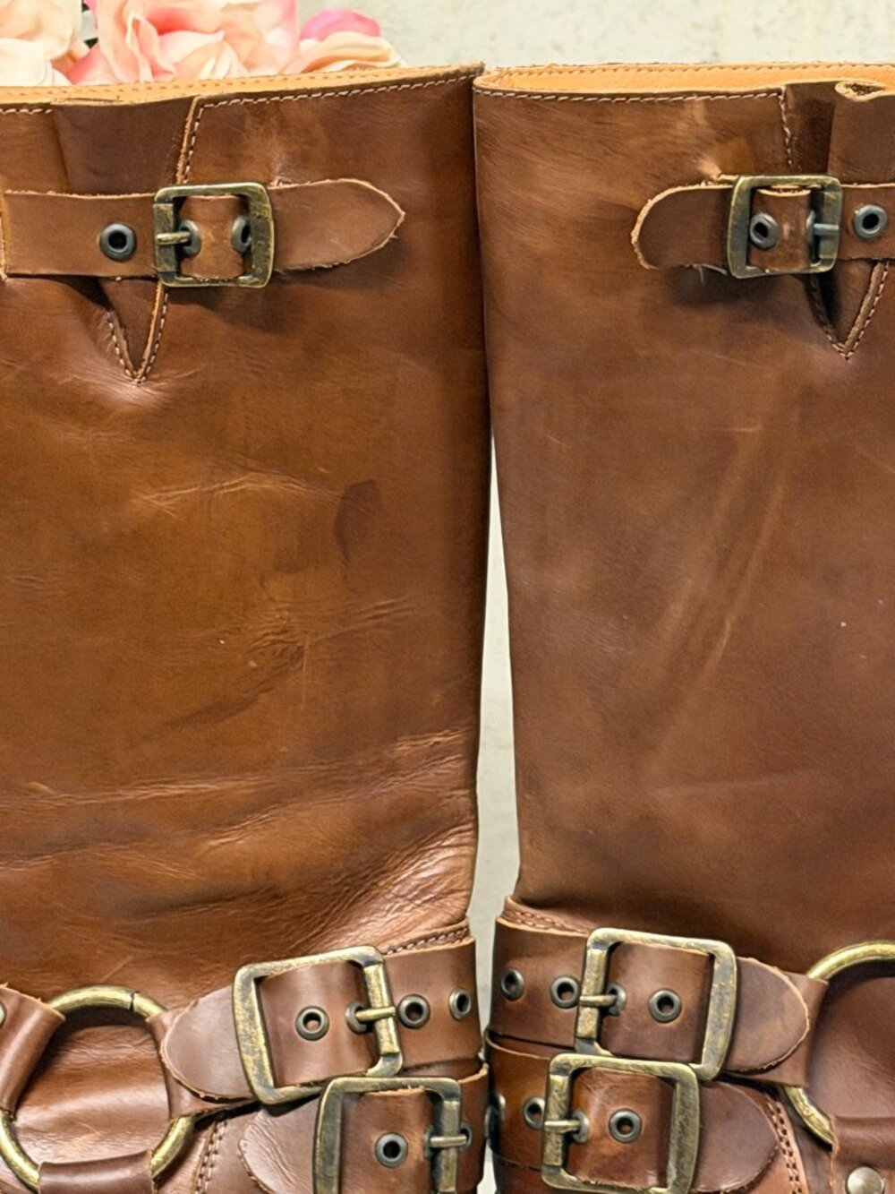 DINGO Harlee Harness Leather Round Toe Boots - Size 7 - Picture 4 of 8